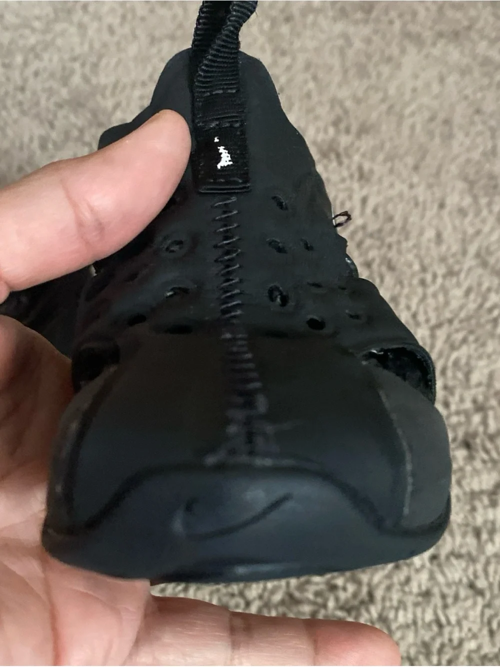 Nike Sunray protect Black Sandals with White Swoosh Accent size 7